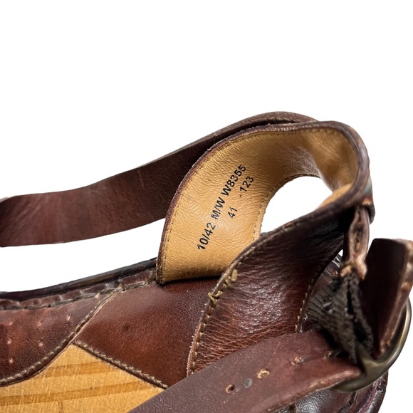 BORN Genuine Leather Strappy Wedge Sandals Slingback Warm Brown Shoes sz 10 - Picture 14 of 16